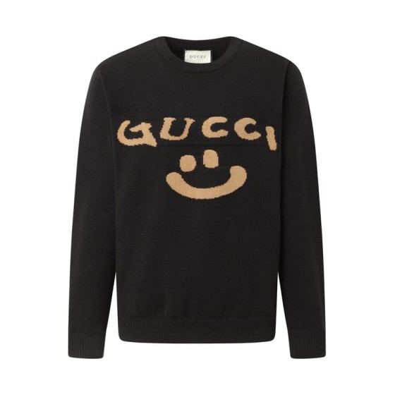 Gucci logo smiley face jacquard knit long-sleeved sweater